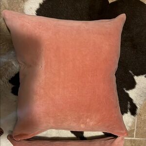 Woven Nook Soft Pink Velvet Throw Pillows (Set of 2)